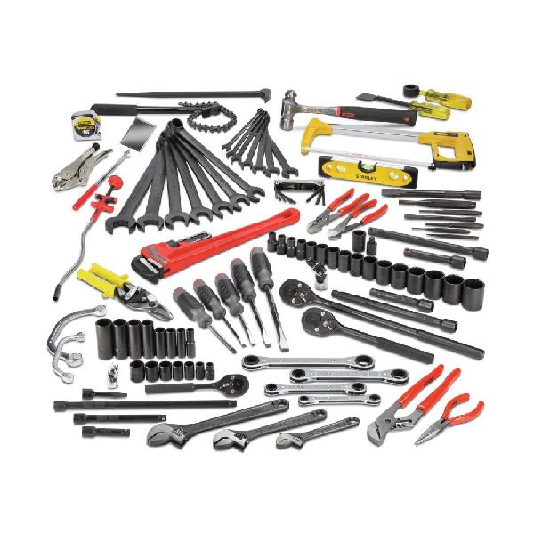 Railroad Pipe Fitter's Set, Specifications: 3/8 in, 1/2 in Drive Tools, 3/8 in to 1-1/4 in Fasteners, 107 Piece, Tool Box Tool Storage, Insulated: No