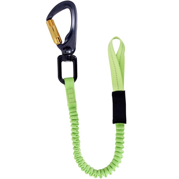 Tool Tethering Lanyard, Durable Heavy Duty, 40.2 in Extended Length, 22 lb Capacity, 1 Leg, Fastening Method: Barrel Lock Carabiner, Polypropylene, Lime Green