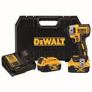 Cordless Impact Driver Kit, Brushless, Series: XR®, Straight Drive, 1/4 in Drive, 3800 bpm Blows per Minute, 1825 in-lb Torque, 3250 RPM Speed, 20 VDC, Lithium-Ion Battery, 5 Ah Battery, Battery Included: Yes, Plastic Housing Material, Pistol Grip Ha