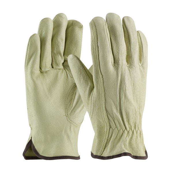 General Purpose Gloves, Unisex, Series: 994K, Drivers/Work Glove Type, XL, Grain Pigskin Leather Palm, Grain Pigskin Leather, Natural, Gunn Cut/Keystone Thumb, Unlined, Slip-On Cuff, Uncoated, Shirred Elastic Wrist Closure, 10 in Length, Resists: Hea