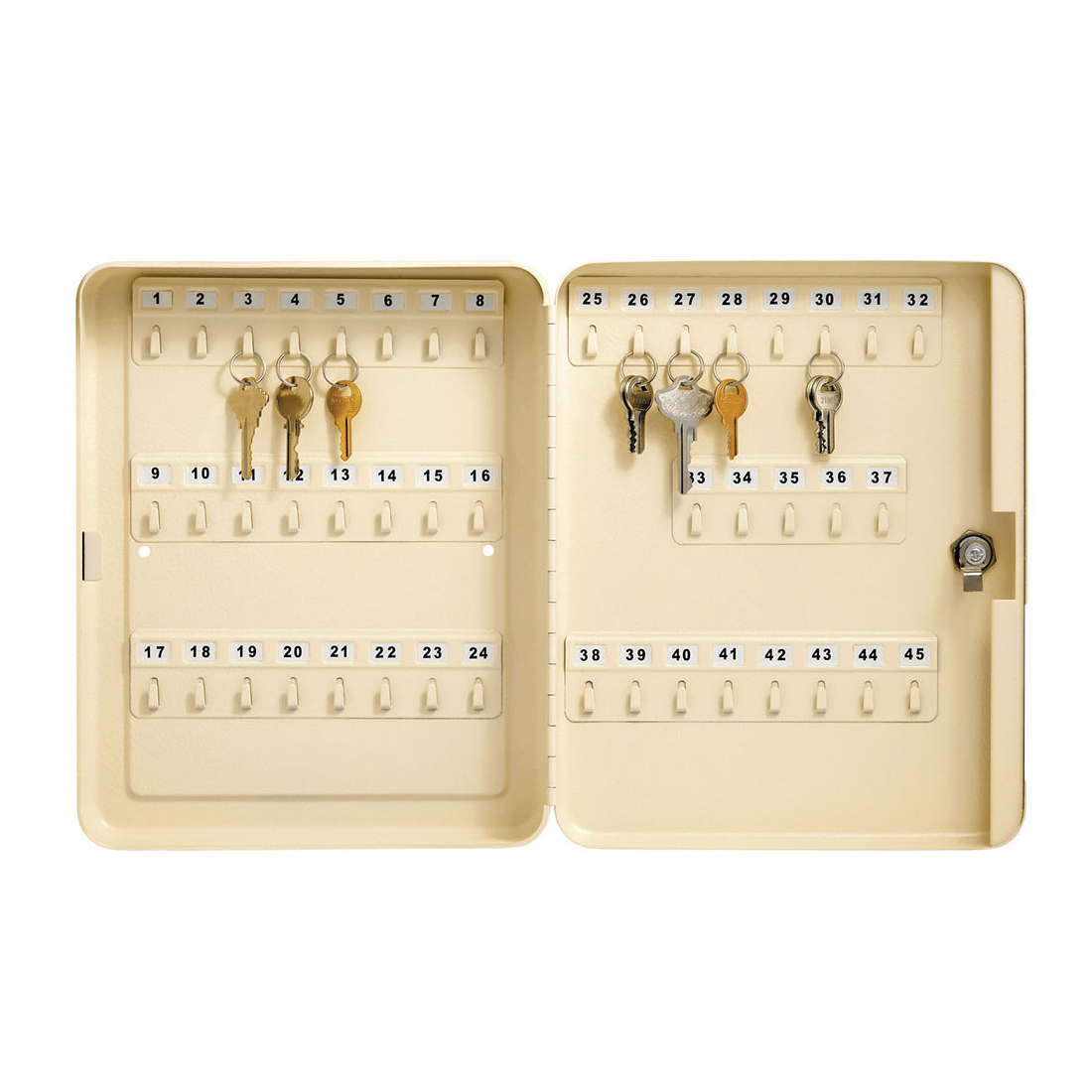 Locking Key Cabinet, Keyed Different, 45 Key, 11-3/4 in Overall Height, 3 in Overall Depth, 9-3/8 in Overall Width, Steel