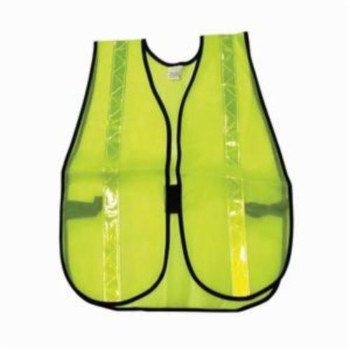 Vest, General Purpose Non-ANSI, Universal, Hi-Viz Fluorescent Lime, Polyester Mesh, Lime Stripe, 47 in Chest, 18 in Length, Elastic Side Strap/Hook and Loop Closure