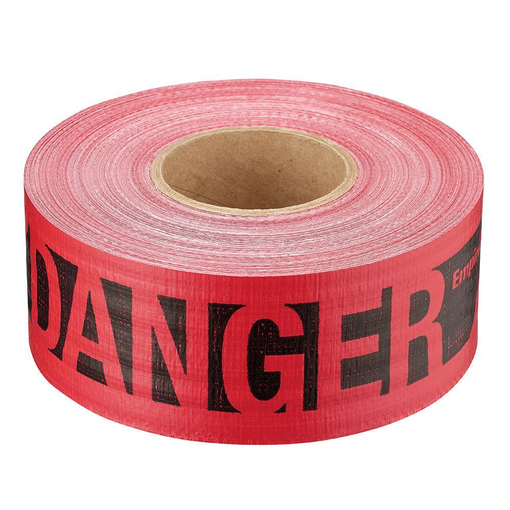 Barricade Tape, Reinforced, Legend: Danger/Peligro, Red, 3 in Width, 500 ft Length, 7 mil Thickness, Plastic