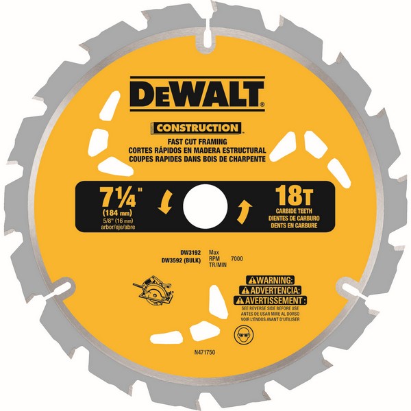 Circular Saw Blade, Portable Small Diameter Thin Kerf, 7-1/4 in Diameter, 0.045 in Thickness, 5/8 in Arbor, ATB Teeth, 18 Teeth, 15° Tooth Angle, 8000 RPM 2-3/8 in Cutting Depth, 0.071 in Kerf, Carbide Cutting Edge, Carbide Blade, Applicable Mater