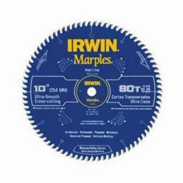 Woodworking Circular Saw Blade, 10 in Diameter, 5/8 in Arbor, Hi-ATB Teeth, 80 Teeth, 10 deg Tooth Angle, 7000 RPM Maximum, 0.098 in Kerf, Carbide Cutting Edge, Carbide Blade, Non-Stick Coated, Applicable Materials: Hardwood, Laminated Plywood, Lamin