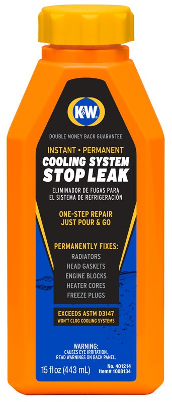 Instant Cooling System Stop Leak, 16 oz, Bottle, 15 oz Net Weight, Liquid, Lumpy Copper, Mild, 11.3 pH, 1.08 Specific Gravity, 212 °F Boiling, 32 °F Freezing Point, Composition: Water, Sodium Silicate, Polyalkylene Glycol Monobutyl Ether, Aluminosilicate Refractory Ceramic Fiber, Cellulose, Bentonite, Copper, 0.1% VOC