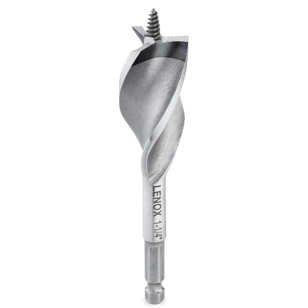 Utility Wood Drill Bit, Drill Style: Utility, 1-1/4 in Diameter, 6 in Overall Length, 3/8 in Shank, HSS Cutting Edge, Bi-Metal