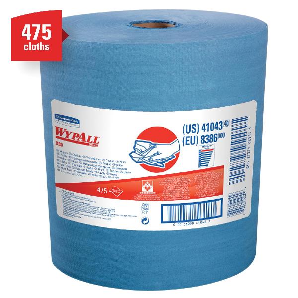 Cleaning Wiper, Series: X80, 13.4 x 12.5 in Size, 475 Sheets Capacity, Blue, Hydroknit*