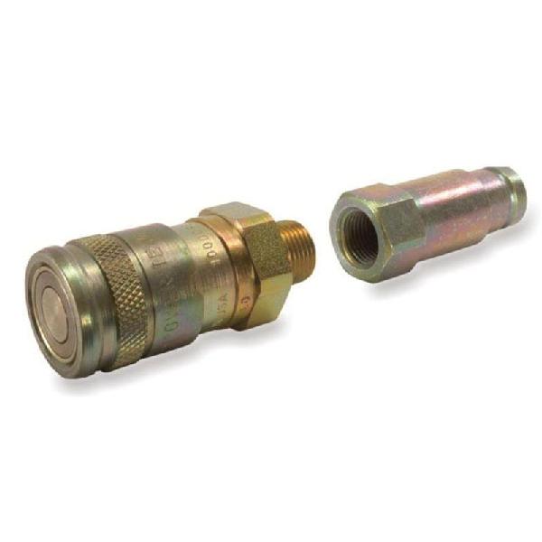 Male/Female Hydraulic Hose Coupler, No-Spill Push-to-Connect, 10000 psi