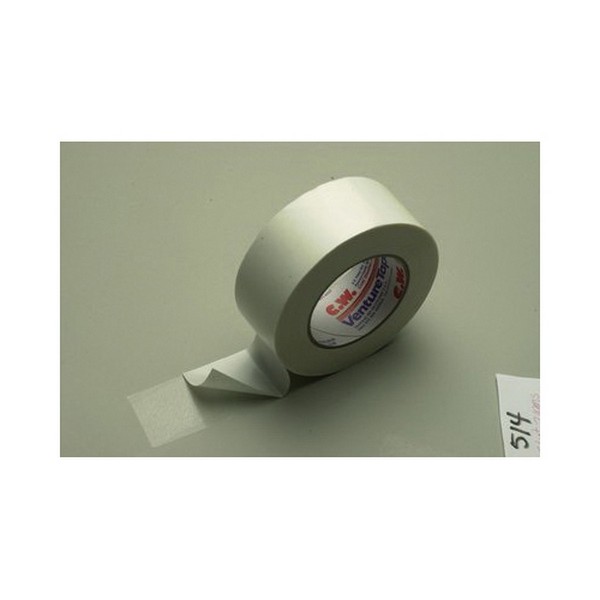 Double Coated Tape, High Performance, 50 m Length, 48 mm Width, 0.5 mil Thickness, White, Acrylic Adhesive, Polyester Backing