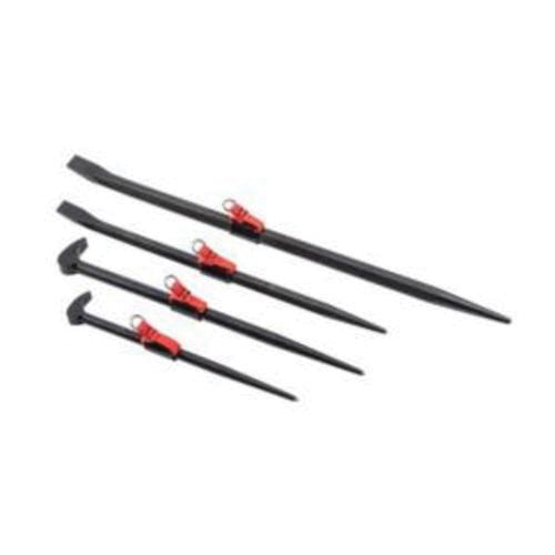 Pry and Rolling Head Bar Set, Tether Ready, Lengths Included: 12 in, 16 in, 18 in, 24 in, 4 Piece, 5/8 in W, High Alloy Steel, Black Oxide