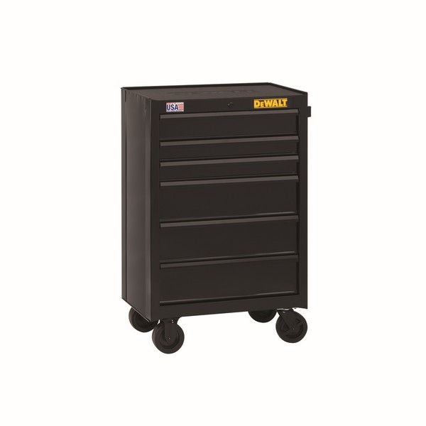 Rolling Tool Cabinet, 26-1/2 in Width, 18 in Depth, 40-1/2 in Height, 6 Drawers, 4 Casters, 5 x 2 in Caster, 10330 cu-in Capacity, Full Grip Tubular Handle, Steel, Black
