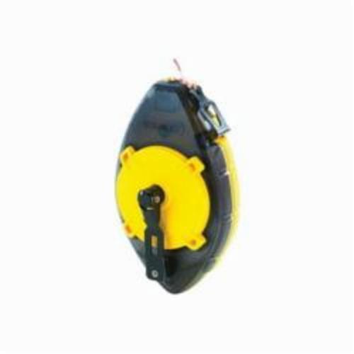 Chalk Line Reel, 100 ft Line Length, Polymer Line, 4 oz, Folding Recessed Plastic Crank Handle, Sliding Side Door, 3.5:1 Gear Ratio, ABS Case, Black/Yellow Case