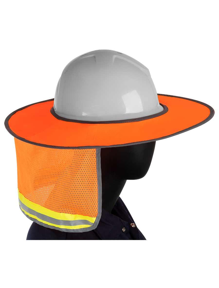 Hat Shade, Protection, Series: NS162F, One Size, Orange, Mesh/Polyester, Hook and Loop Closure