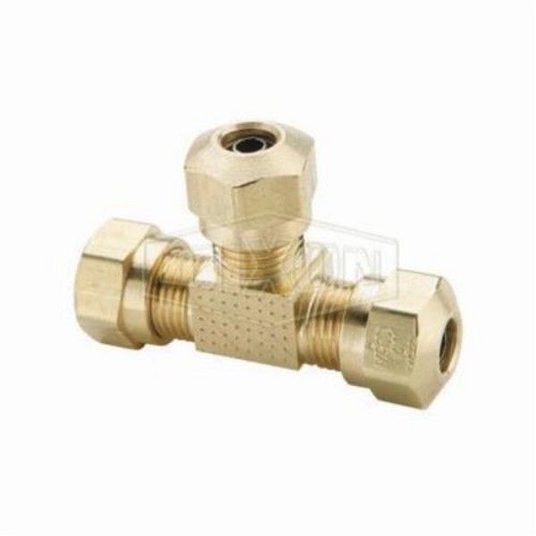 Air Brake Union Tee, Fitting/Connector Type: Tee, 11/16-20 x 1/2 Inch Nominal, Straight Thread x Tube, 1.45 Inch Length, 150 psi, -40 to 200 °F, Brass, Domestic