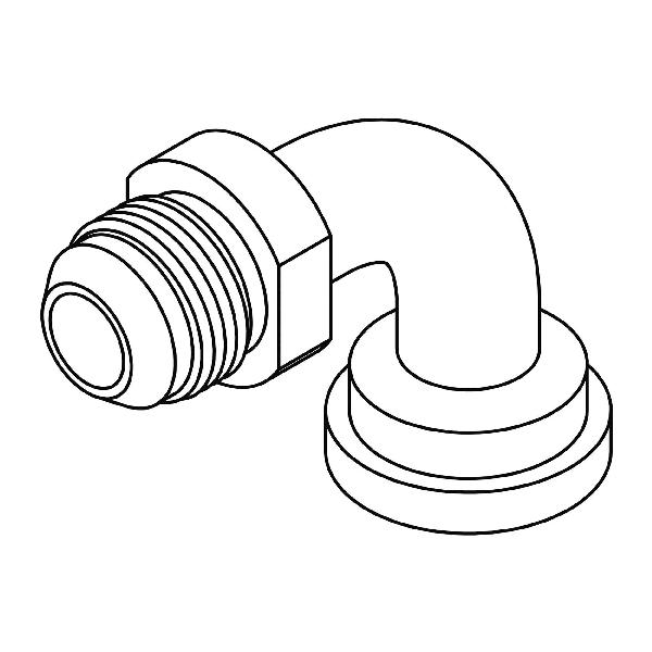 Hydraulic Flange 90° Elbow, 1 1/16-12 Inch Male JIC, 1 Inch Code 61 Flange, Steel