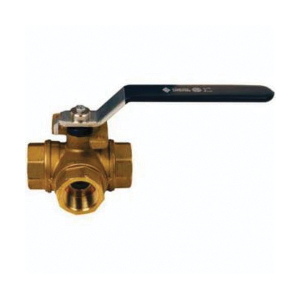 Ball Valve, 3-Way Diverting, Series: BBV, 1 Inch Nominal, FNPT End Style, 400 psi WOG, 100 psi WSP Pressure, 366 °F, T-Standard Port, Media: Gas, Oil, Steam and Water, Polished Chrome Brass Ball, Brass Body, PTFE Seat/Seal/Thrust Washer Softgoods, Import