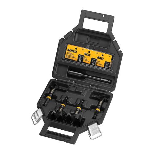 Self-Feed Bit Kit, Heavy Duty, 5 Piece, 7/16 in Straight Shank, Standard Point, High Carbon Steel, Bright