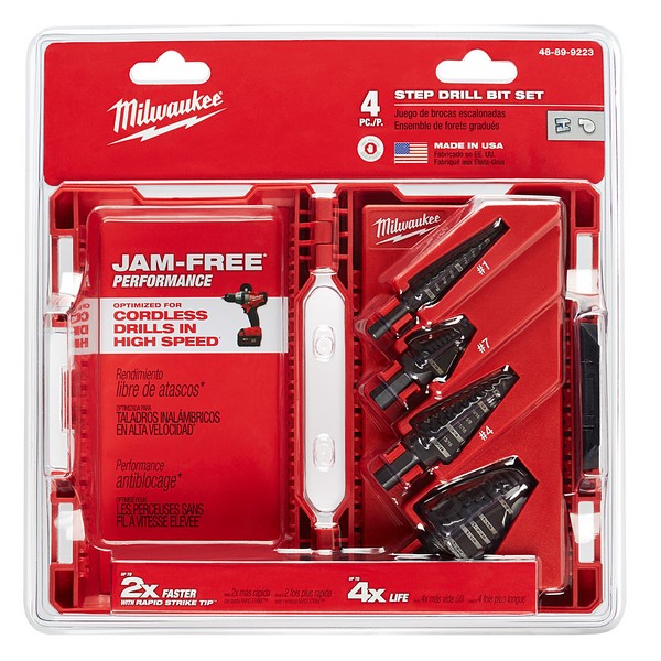 Step Drill Bit Set, 4 Piece, HSS, Black Oxide