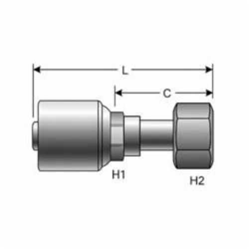 Hydraulic Coupling, Straight, 5/8 Inch Hose ID, 24 mm Stem Hex, 2.99 Inch Length, Steel
