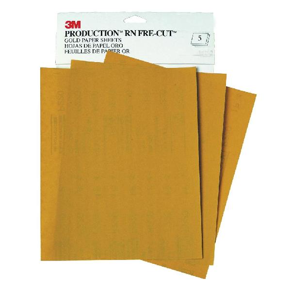 Coated Abrasive Sheet, 11 Inch Length, 9 Inch Width, P800 Grit, Medium Grade, Aluminum Oxide Abrasive, Paper Backing, Open Coat, Applicable Materials: Clear Coat, Fiberglass and Paint, Gold, A-Weight Backing Weight