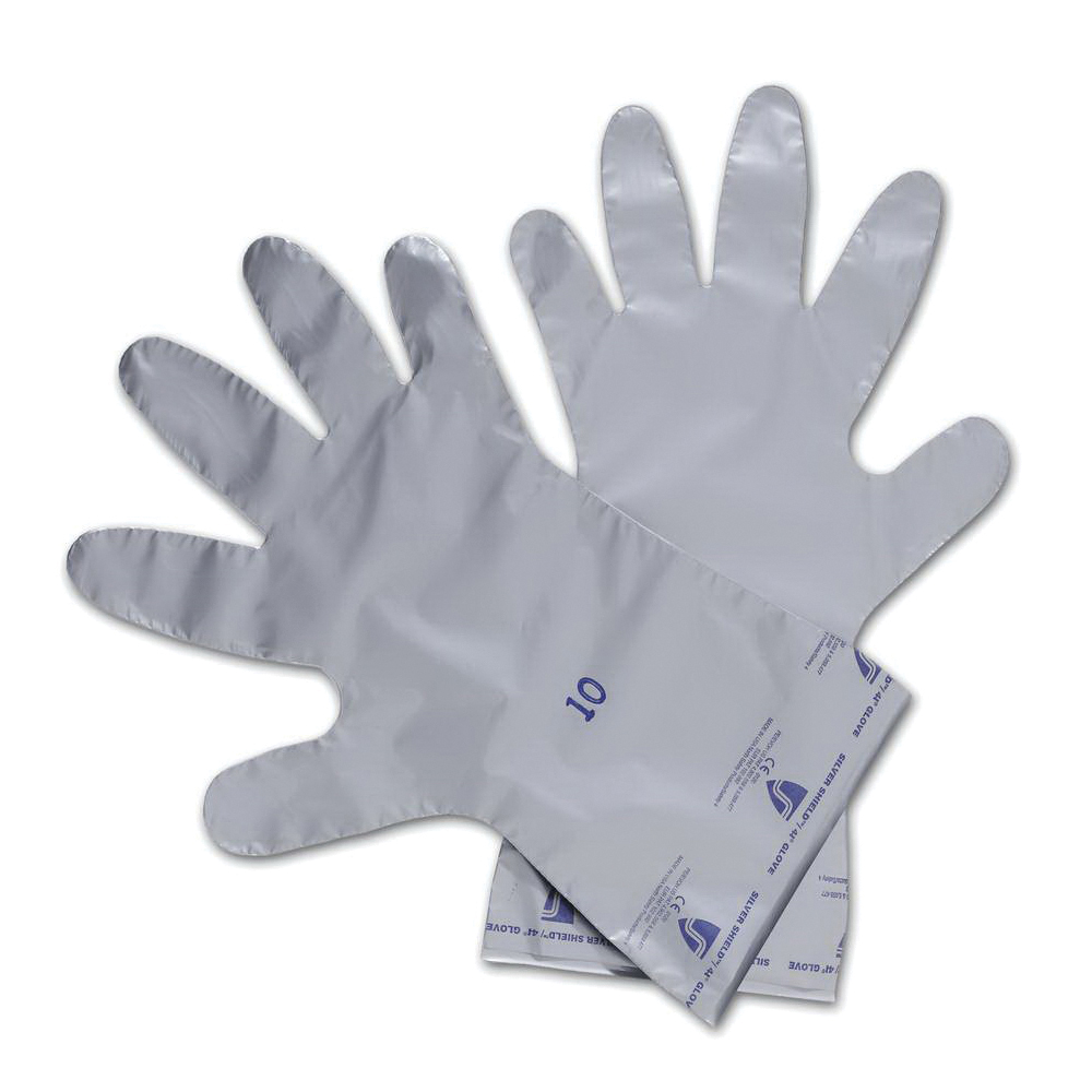 Chemical-Resistant Gloves, Disposable Industrial Grade Lightweight, Series: Silver Shield® SSG, 10 Size, Polyethylene, Gray, Smooth, Pair Hand, Ambidextrous/Smooth Grip Style, Unlined Lining, Straight Cuff, Polyethylene/Ethylene Vinyl Alcohol/Powder Free Coating, 16 in Length, 2.7 mil Thickness