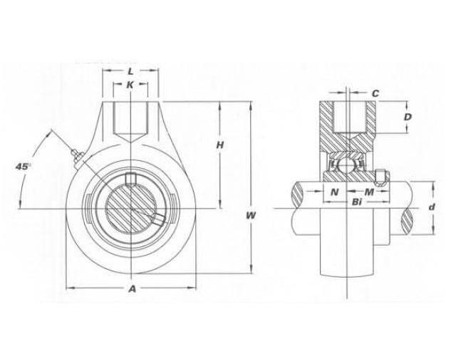 Bearings Ball Bearing Hanger Unit, Corrosion-Resistant High Shaft Height Non-Expansion, Series: CUCNPHA, 1 in Bore Dia, 3-1/16 in Outside Dia, 1-9/16 in Width, Set Screw Locking, Nickel Plated