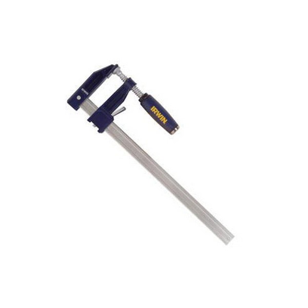 Bar Clamp, Clutch Lock F-Clamp Medium Duty, Series: Traditional 100, 6 in Clamping, 3-1/8 in Throat Depth, 1000 lb Clamping, Ergonomic/Soft Grip Handle, Resin Handle, Steel Bar, Blue/Yellow/Silver
