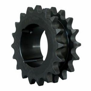 Split Roller Chain Sprocket, Double Single TB Bushed Solid Type A, 0.938 to 3 Inch Bore Diameter, 9.043 Inch Outside Diameter, 100 Chain, 21 Teeth, 1-1/4 Inch Pitch, 8.387 Inch, 7 Inch Hub Diameter, 2-11/16 Inch Length Through Bore, 3020 Taper Lock Bushing, Steel