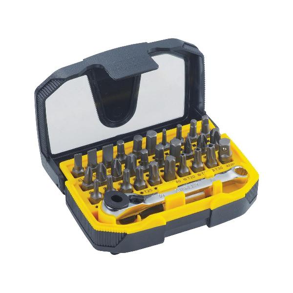 Ratcheting Drive Bit Set, 32 Pieces, Handy Belt Clip Tool Storage, Tool Storage Included: Yes, Chrome Vanadium Steel, Full Polished