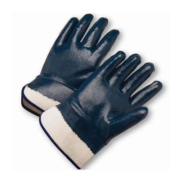General Purpose Gloves, Unisex, Coated/Work Glove Type, L, Nitrile Palm, Nitrile, Full Finger/Wing Thumb, Jersey, Safety Cuff, Nitrile, Full Coverage Coating Coverage, 10-5/8 in Length