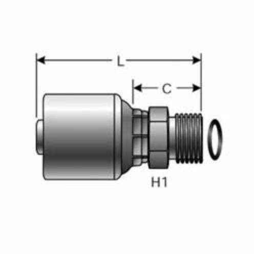 Hydraulic Coupling, Straight, 1/4 Inch Hose ID, 17 mm Stem Hex, 2.07 Inch Length, Steel