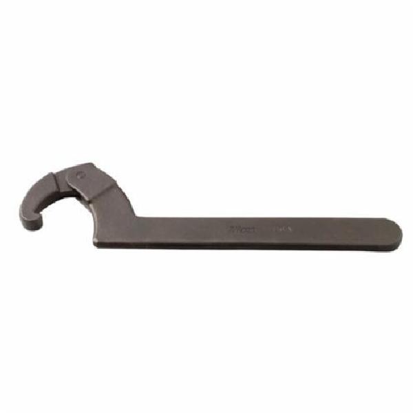 Hook Spanner Wrench, Adjustable SAE, Series: BD11, 4-1/2 to 6-1/4 Inch Capacity, 12 Inch Overall Length, Flat Handle, 11/32 Inch Handle, Forged Alloy Steel, Industrial Black