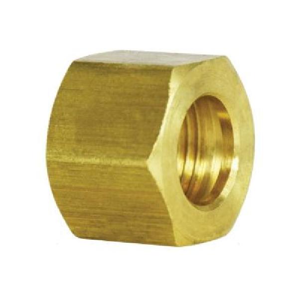 Tube Nut, Nut, 3/8 Inch Nominal, Compression, 0.62 Inch Hex, 200 psi, -65 to 250 °F, Brass, 0.47 Inch Length
