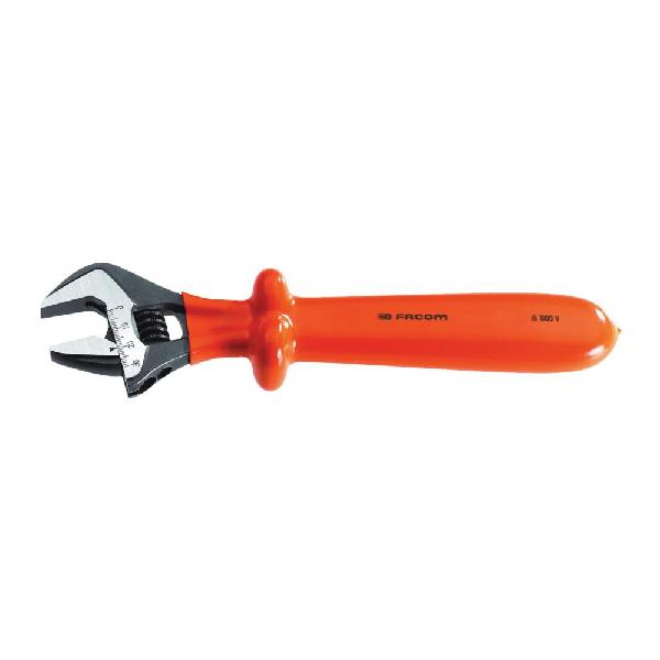 Wrench, Standard, Adjustable Wrench, 1-3/16 in Wrench Opening, 10-7/16 in Overall Length, 15˚ Head, Insulated/Solid/Warning Handle, Steel Body, Tether Ready: Yes, Specifications Met: ANSI, Measurement Scale Included: Yes, Alloy Steel, Burnished