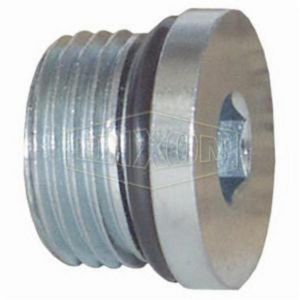 Pipe Plug, Hex Head Hollow, 1-5/8-12 Nominal, Male SAE O-Ring Boss™, 2500 psi, Steel, Zinc Plated, Domestic