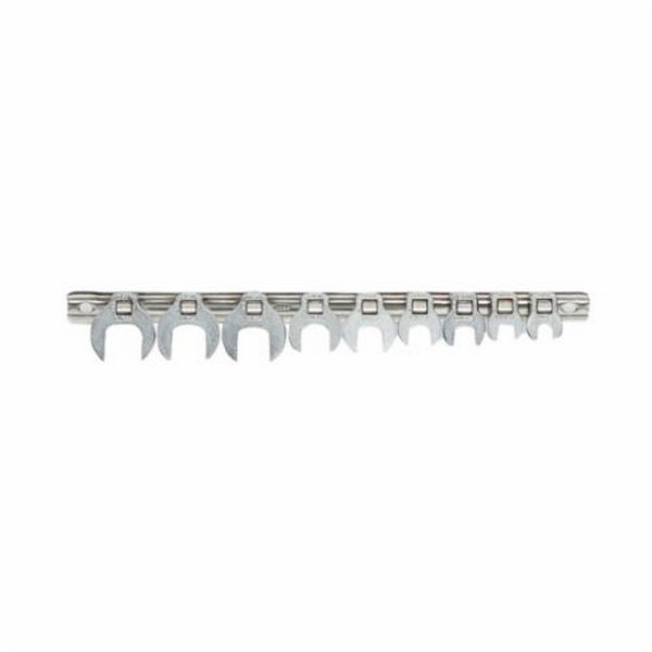 Crowfoot Wrench Set, Anti-Slip Design, Imperial System of Measurement, 3/8 to 7/8 in, 9 Piece, 3/8 in Open End Drive, Alloy Steel, Full Polished