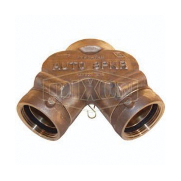 Back Outlet Double Clapper, Siamese Connection, Fitting/Connector Type: Clapper, 2-1/2 x 4 Inch Nominal Size, Female NST (NH) x FNPT, 175 psi, Brass, Domestic