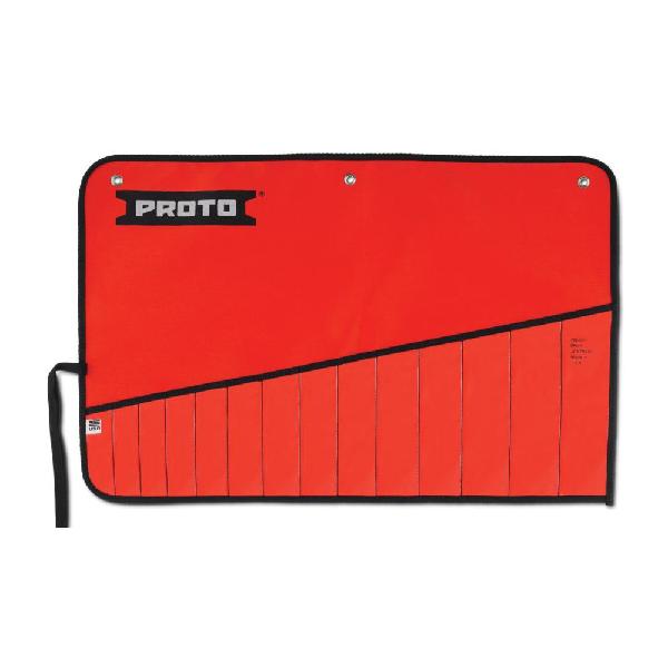 Tool Roll, Specifications: 14 Pockets, Canvas, Red, 10 in L x 13 in W x 0.1 in H Dimensions