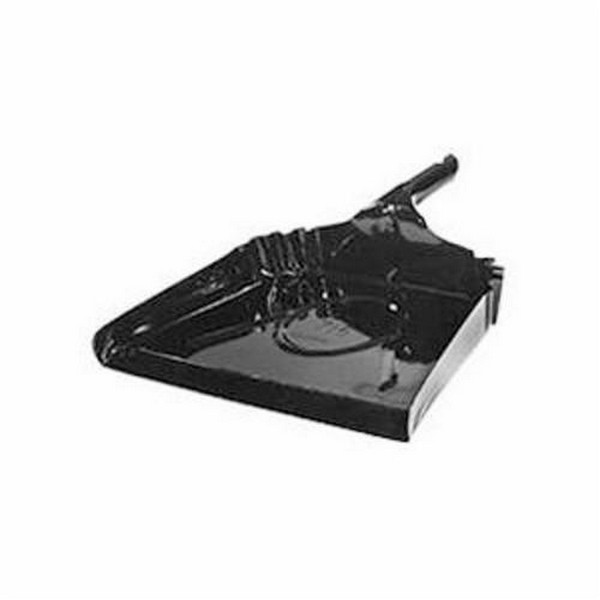 Dust Pan, Heavy Duty Industrial Grade, 16 in Overall Length, 15 in Overall Width, 20 ga Stainless Steel, Black Enamel Coated