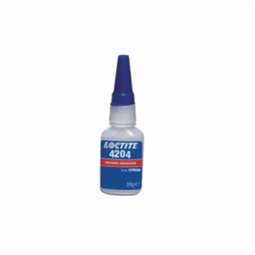 Instant Adhesive, Thermal Resistant, Series: Prism® 4204™, Bottle Container, 20 g Container, Ethyl Base, 30 s Begins to Harden, 75 s Setting, 24 hr Curing, Clear, 250 deg F, 1.1 Specific Gravity, <lt/>2 % VOC, 2000 to 6000 cPs Viscosity, Metal, Plast