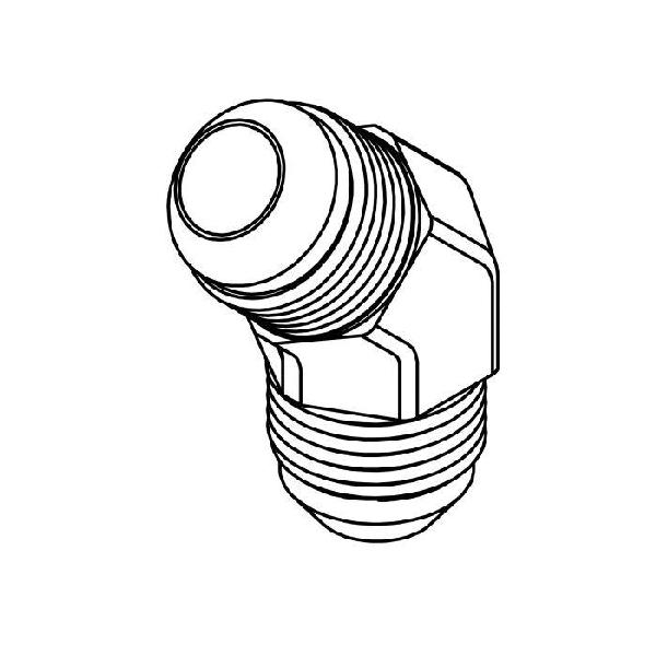 Union Elbow, Series: 2504, 7/16-20 Nominal, 37 deg Male JIC End Style, 45 deg Angle, Steel, Trivalent Chromate Plated, Silver