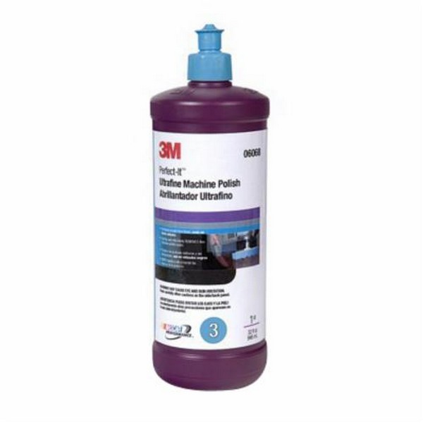 Machine Polish, Ultra Fine, 1 qt Container, Bottle Container, White, Ultra Fine Grade