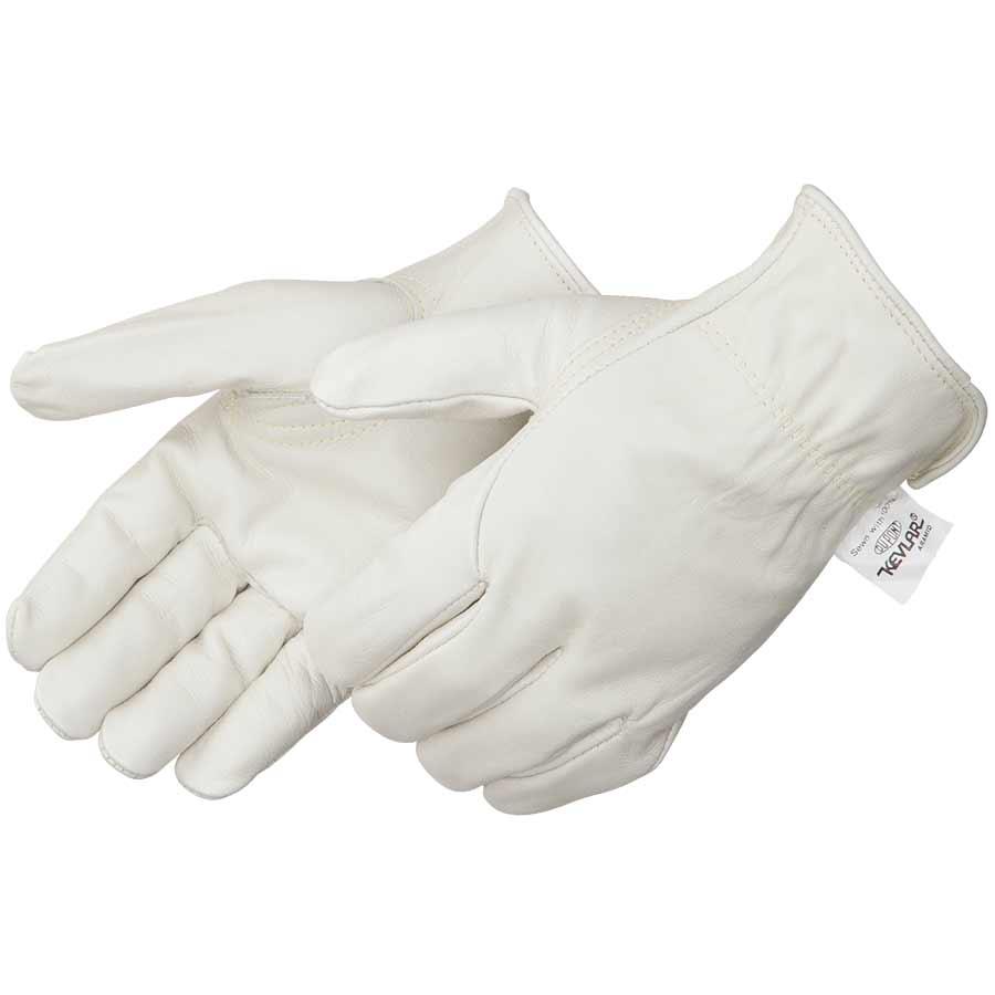 Glove, General Purpose, Series: 6108, Work Glove, M Size, Cowhide Leather, Beige, Keystone Thumb Style, Unlined Lining, Shirred Elastic Closure
