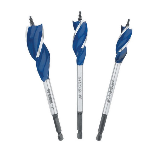 Drill Bits Set, Tri-Flute, Imperial System of Measurement, 5/8 in Minimum Drill Bit Size, 1 in Maximum Drill Bit Size, 6 Piece, Specifications: 6 in Shank Length