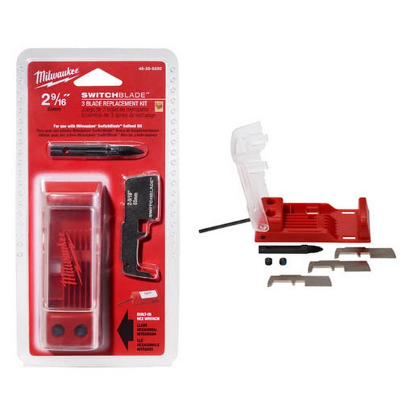 Blade Replacement Kit, 2-9/16 in Drill Bit, For Use With: Self Feed Drill Bit, Hardened Steel, Silver