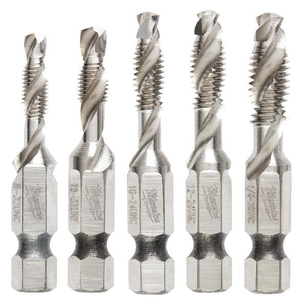 Impact Drill Tap Set, 5-Piece, For Use With: Impact Drivers and Drill Drivers, Specifications: SAE Measurement System, Steel