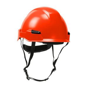Climbing Helmet, Cap Style Non-Vented Short Brim, Series: 280-HP142R, Universal Size, Fits Minimum Hat Size: SZ 6-5/8, Fits Maximum Hat Size: SZ 8, Orange, ABS/Polycarbonate, 4-Point Quick Release Suspension, ANSI Electrical Class Rating: Class E, Gr