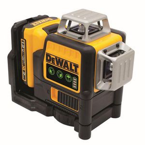 Line Laser Level Kit, Auto-Leveling Cordless, 100 ft, +/-1/8 in Accuracy, Battery, 3 x 360 deg Auto Leveling Range, Green Beam, Tripod/Wall Mount, Plastic, Black/Yellow, 6.13 in L x 17.75 in W x 12.5 in H