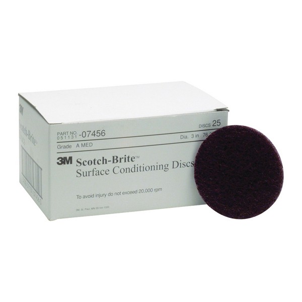Hook and Loop Disc, Surface Conditioning, 3 Inch Diameter Disc, Medium Grade, Aluminum Oxide Abrasive